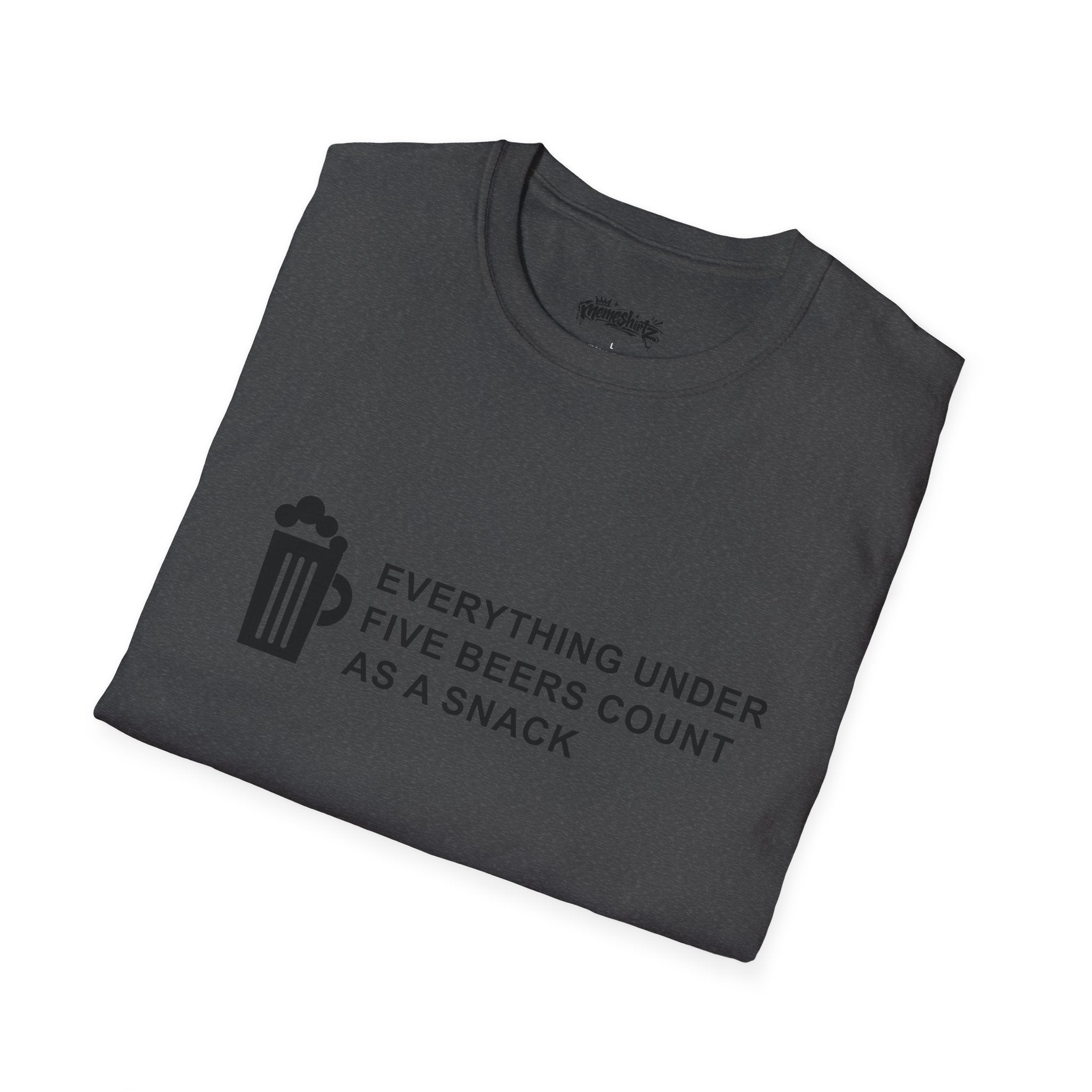 Beer Snack T-Shirt — "Everything Under Five Beers Count As A Snack" Graphic Tee