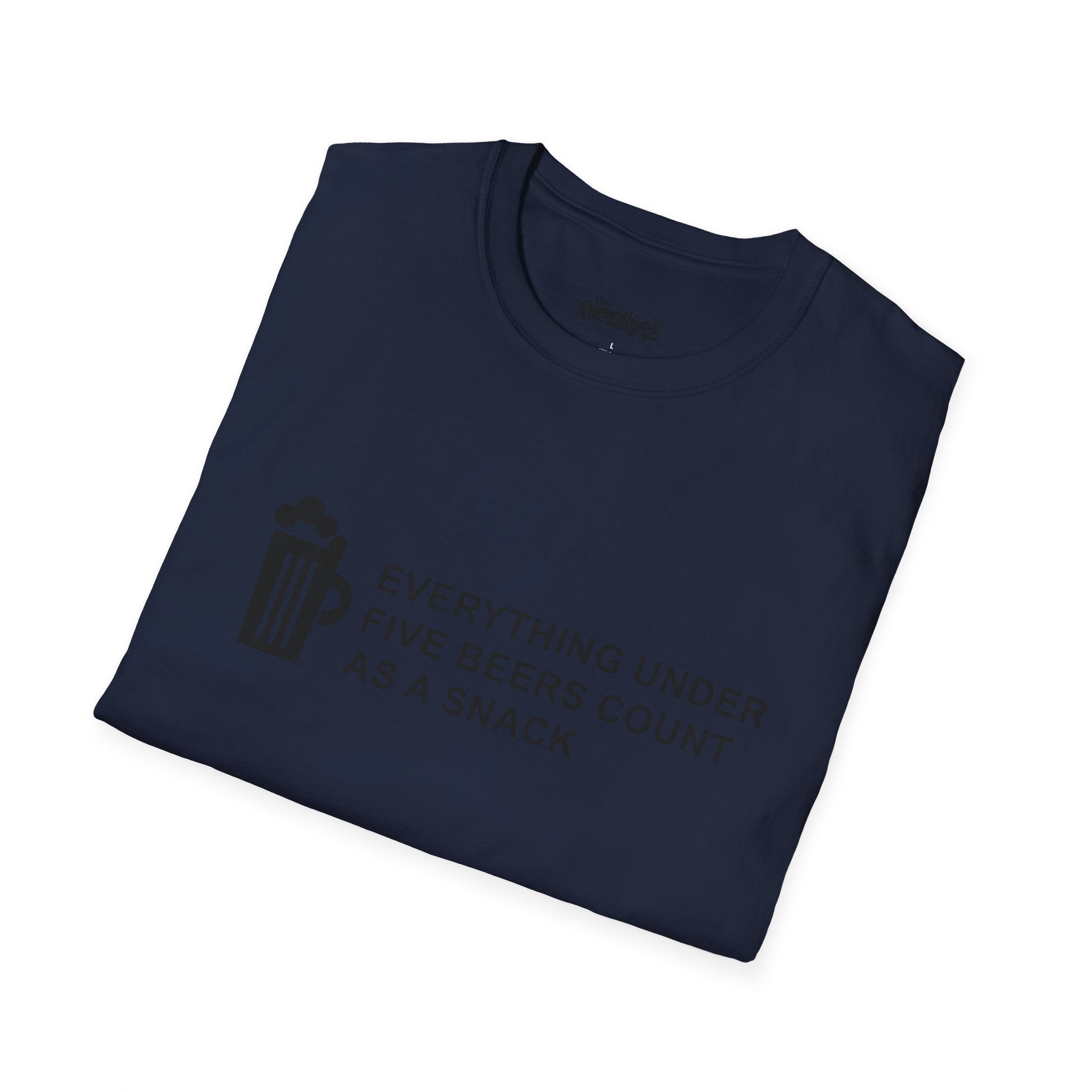 Beer Snack T-Shirt — "Everything Under Five Beers Count As A Snack" Graphic Tee