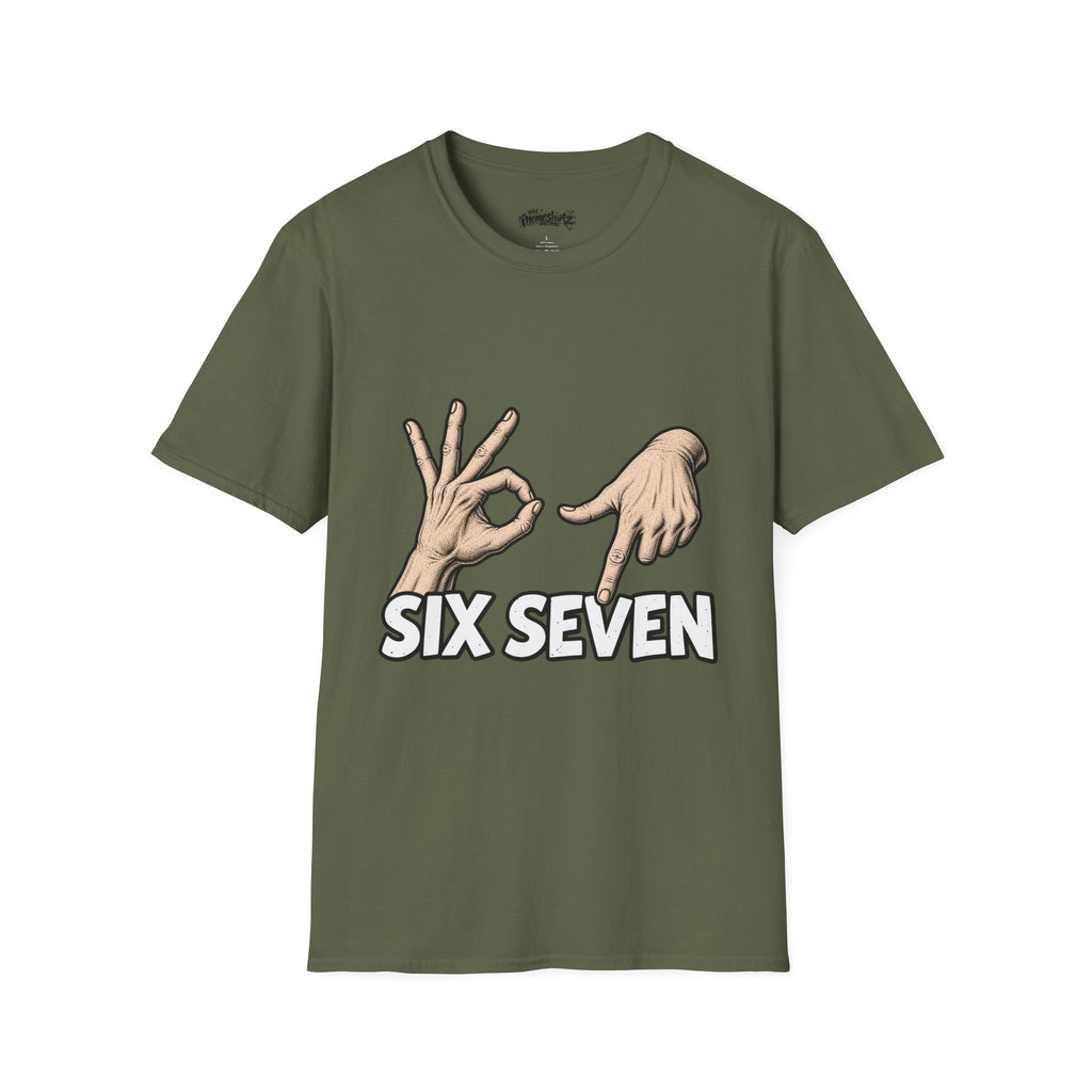 Graphic T-Shirt — Hand Signs "Six Seven" Casual Tee